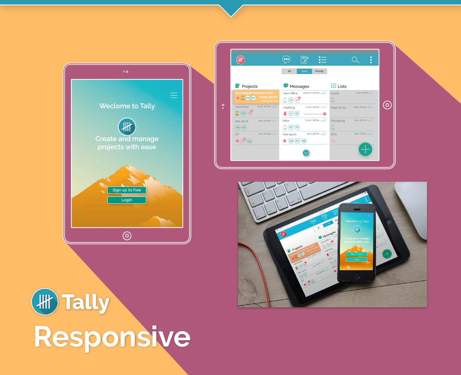 Tally device context — iPhone and iPad screens