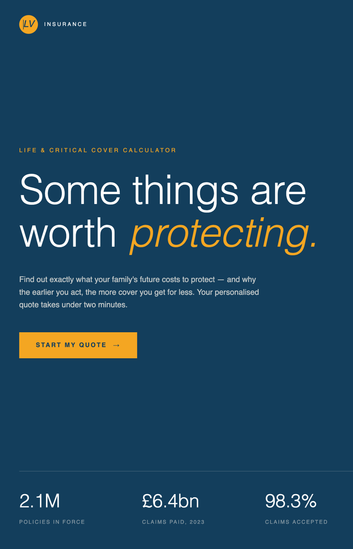 LV Insurance — calculator landing