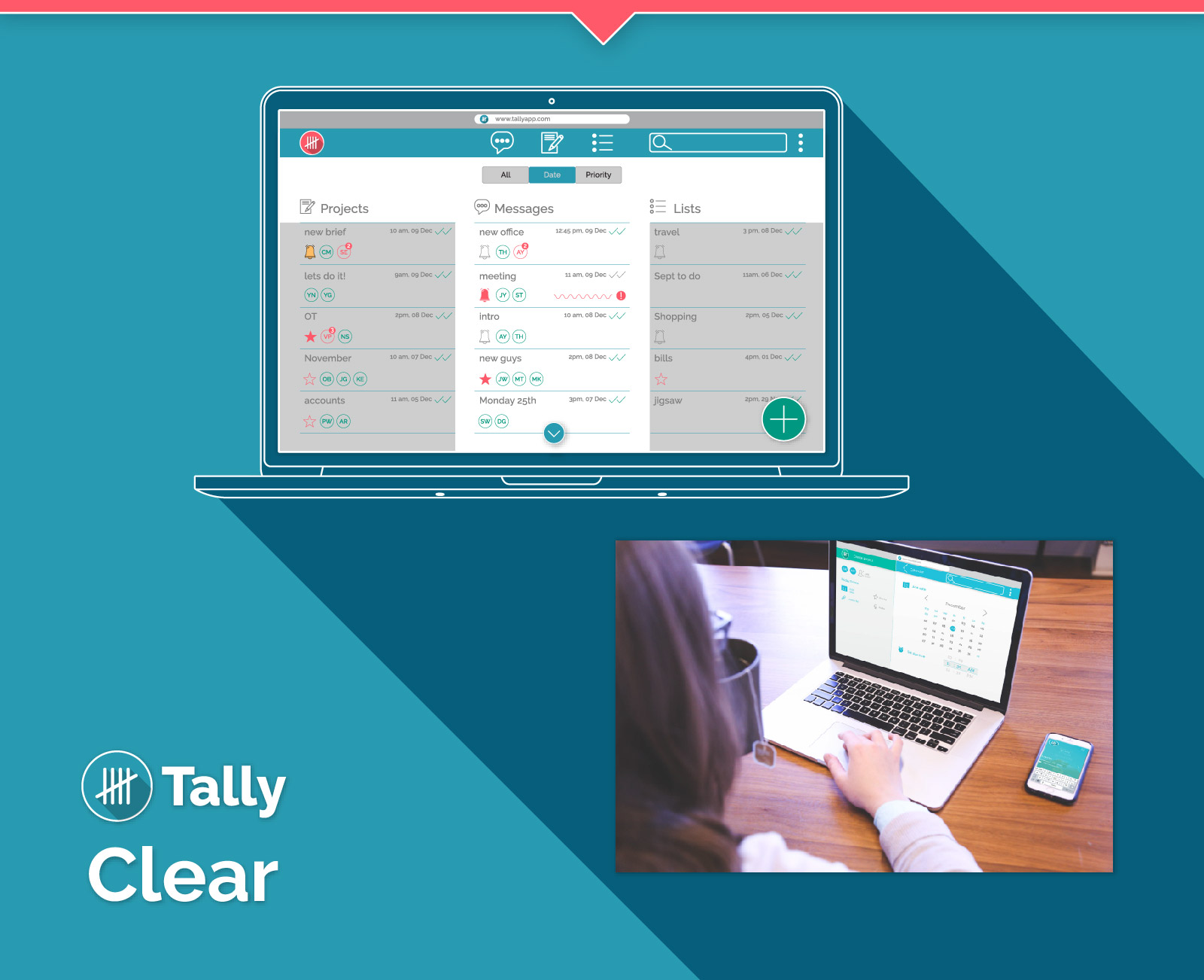 Tally device context — iPhone and iPad screens