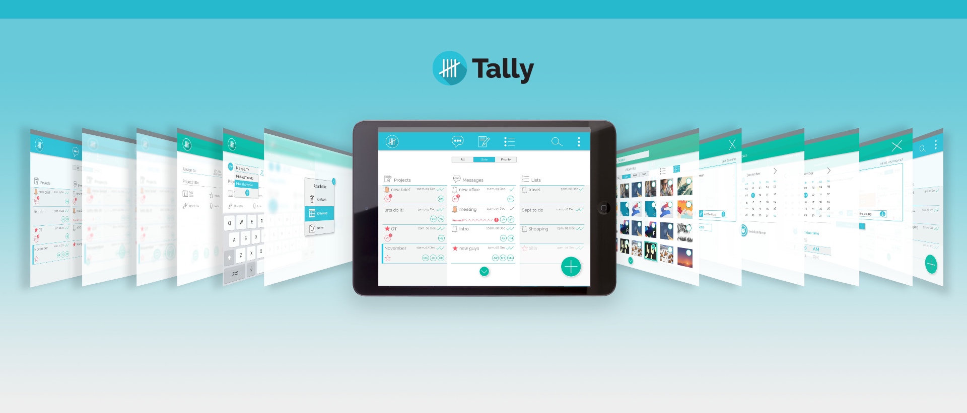 Tally user flow — tablet view of task app flow