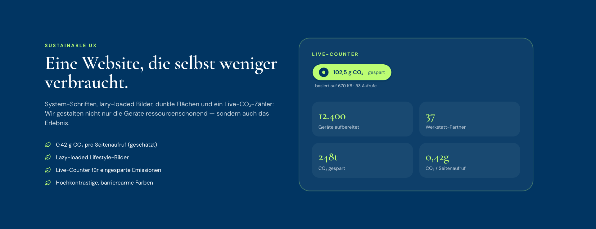 Value Hugger — sustainable UX live counter