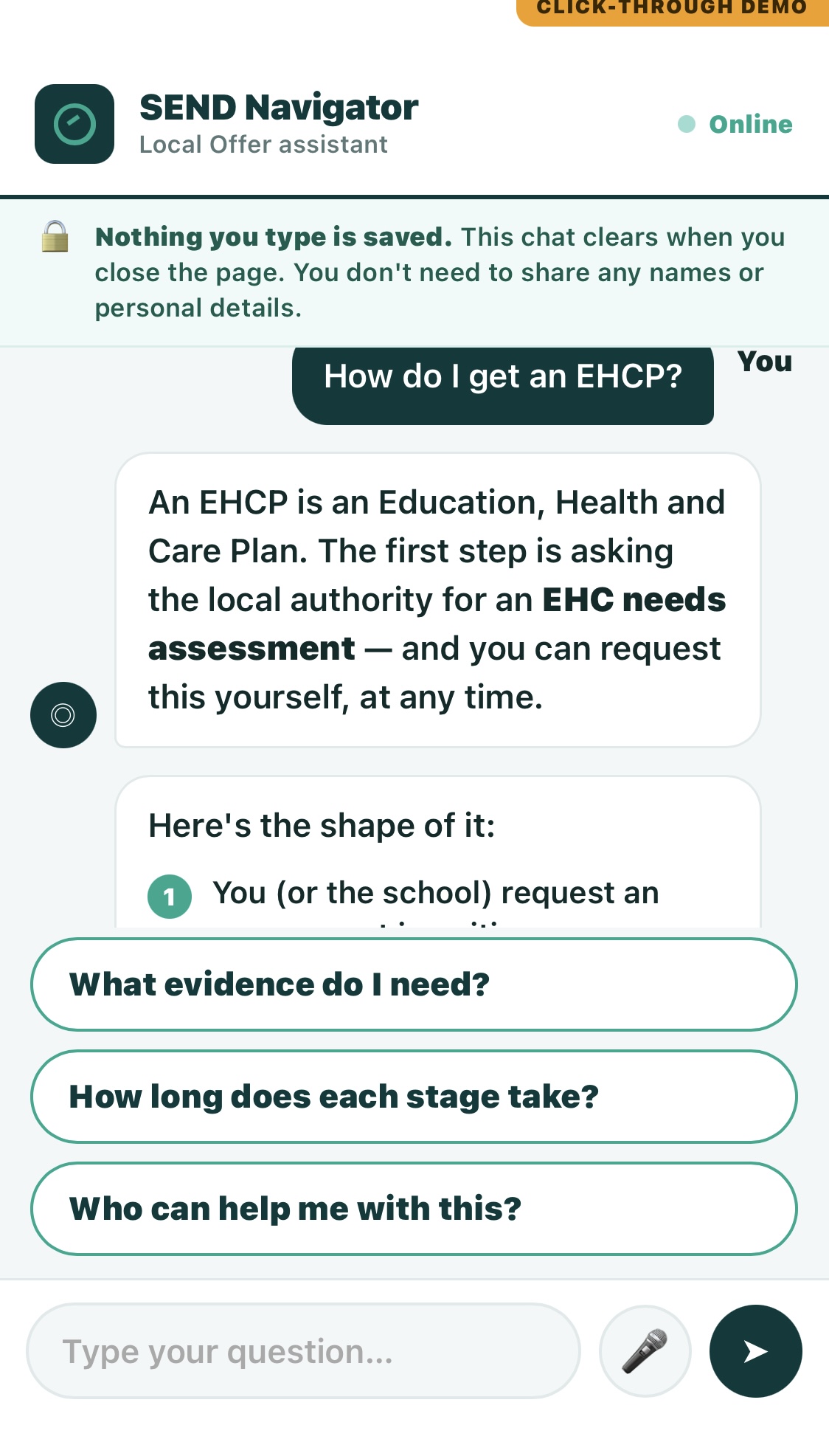 SEND Navigator — Local Offer chat assistant, plain-language EHCP guidance